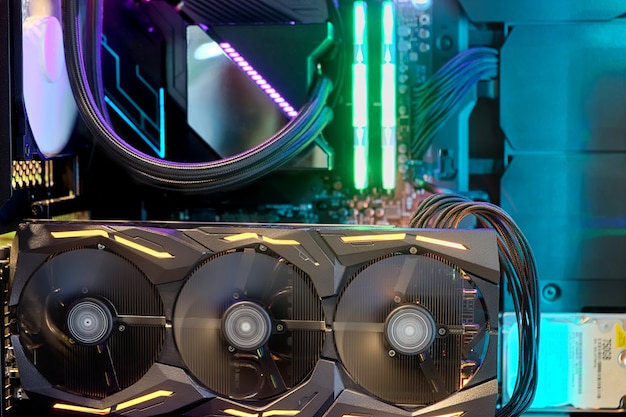 Cooling fan CPU system with multicolored lights