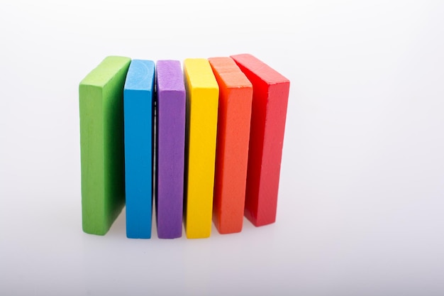 Coorful domino blocks on white background