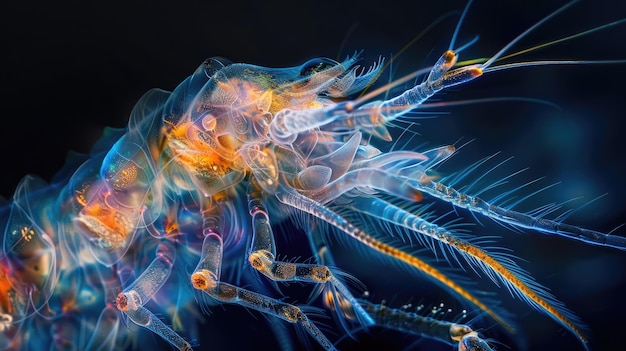 Copepod under microscope Generative AI