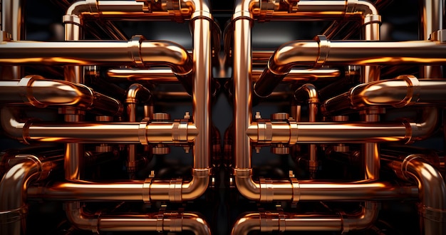 copper pipe tubes in a copper boiler plumbing pipework