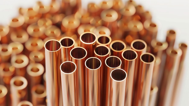 copper round pipes industrial background isolated