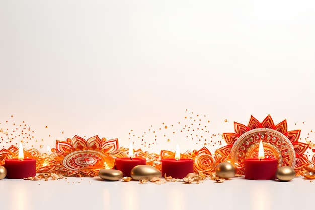 copy space diwali decoration banner white background