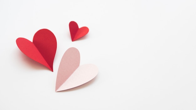 Copy-space hearts made of paper