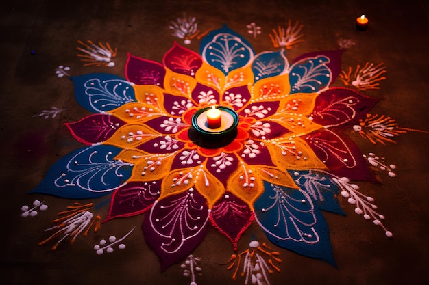 copy space rangoli for diwali celebration