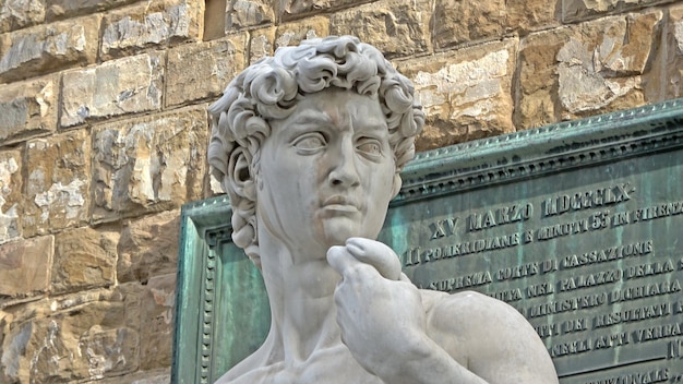 Copy of Statue Of David By Michelangelo In Piazza Della Signoria Florence Italy