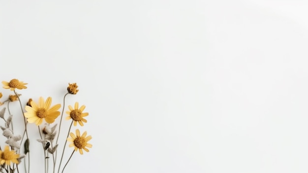 Copyspace minimal floral composition with flowers and leaves