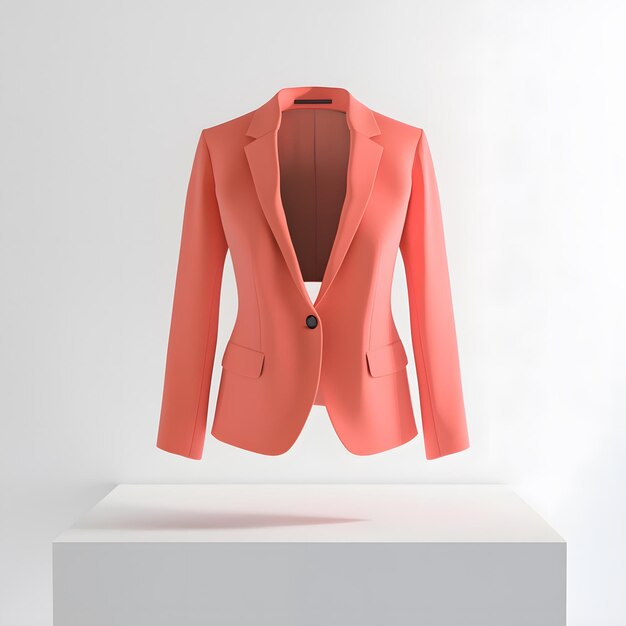 Photo coral blazer on white table stylish fashion detail