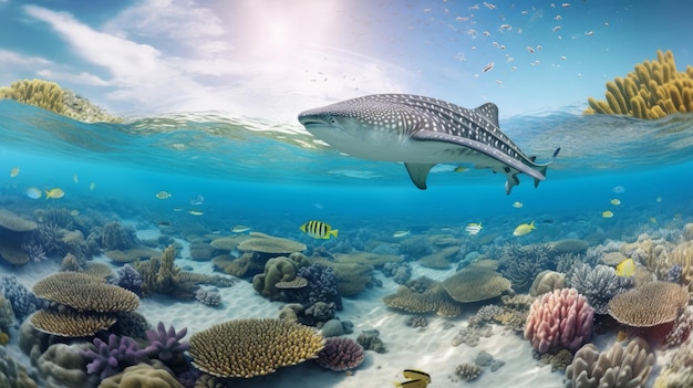 Coral reef background Illustration AI GenerativexA