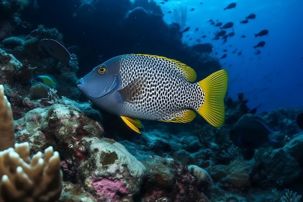 Coral reef with fish Generative AI