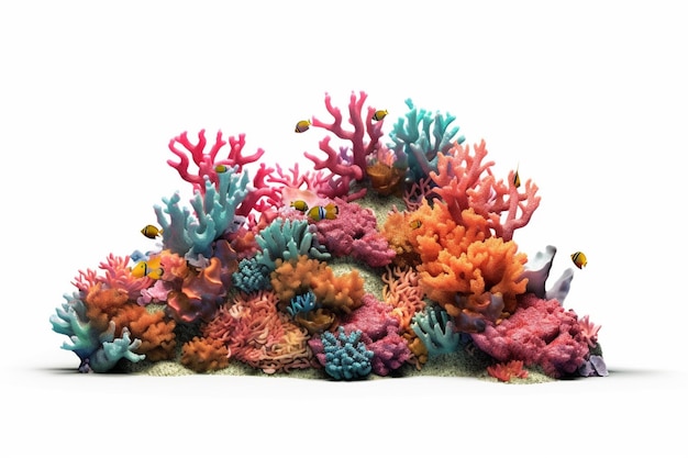 A coral reef with a fish swimming around it.