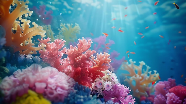 a coral reef with some colorful corals and some other colorful corals