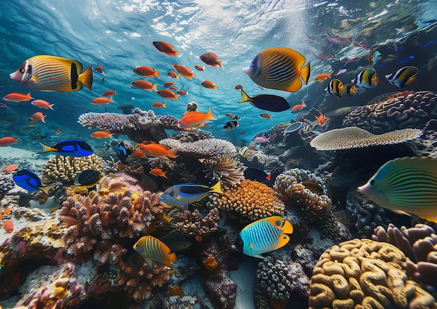 a coral reef with tropical fish and tropical fish