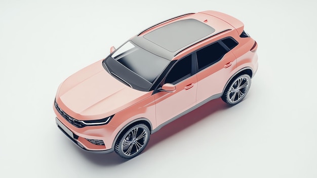 Coral SUV car realistic illustration isolated on a white background