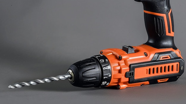 Photo cordless drill with drill bit working