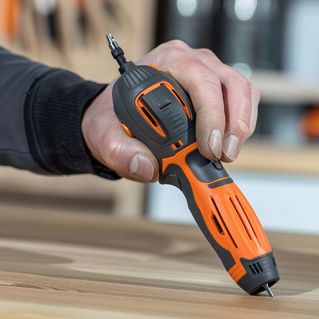 A cordless power screwdriver being used on a DIY project