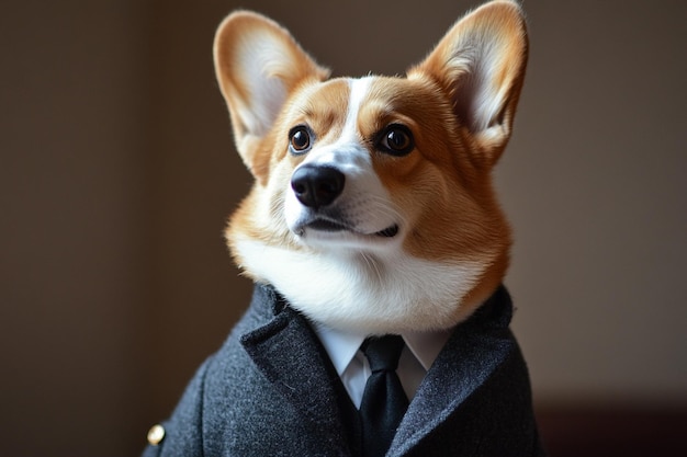 Photo corgi in a business coat ar 32 v 6 1