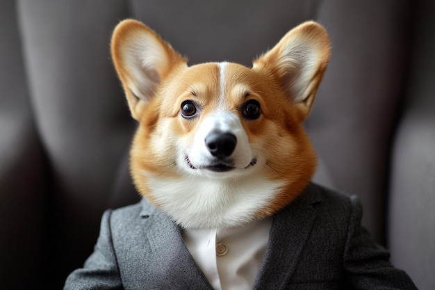 Photo corgi in a business coat ar 32 v 6 1