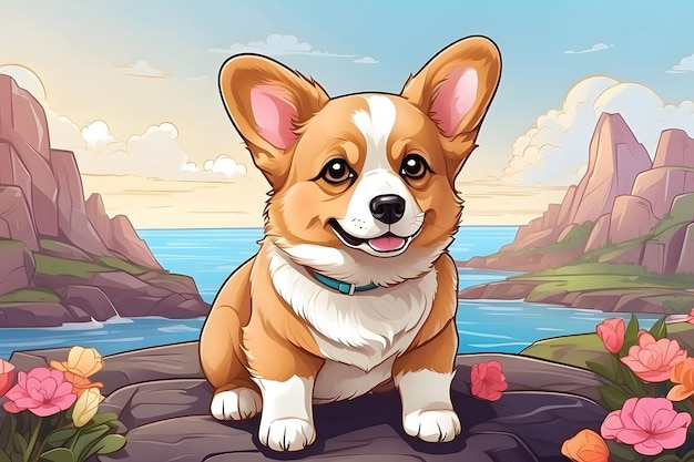 Corgi dog illustration design