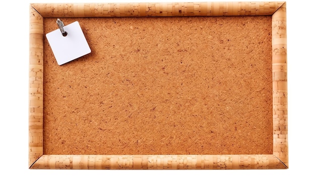 Cork board with wooden frame isolated on white background