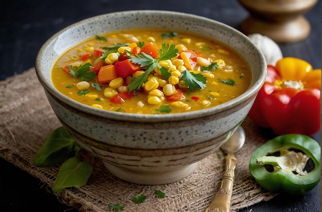 Corn and bell pepper soup