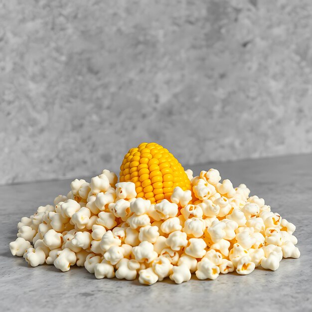 Photo corn bright yellow with thick kernels surrounded by green leaves and stalks