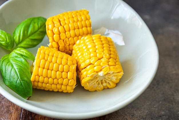 corn cob boiled fresh healthy meal food snack diet on the table copy space food background