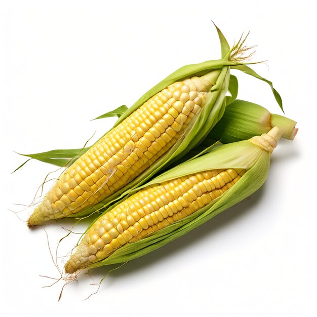 a corn on the cob that is on a white background