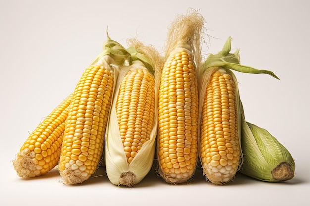 Corn Cobs On White Background