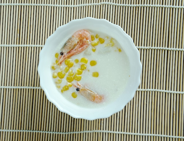 Corn crab soup - dish found in Chinese cuisine, American Chinese cuisine, and Canadian Chinese cuisine