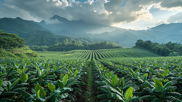 corn field with mountains in the background