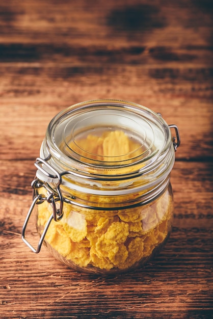 Corn flakes in a glass jar