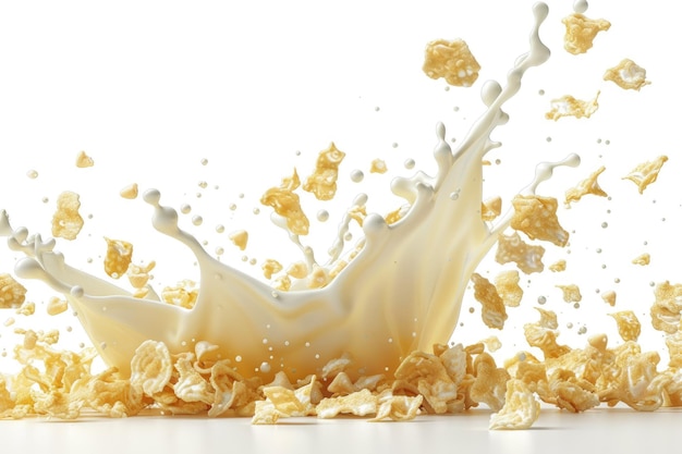 Corn flakes with milk and white background clipping path included