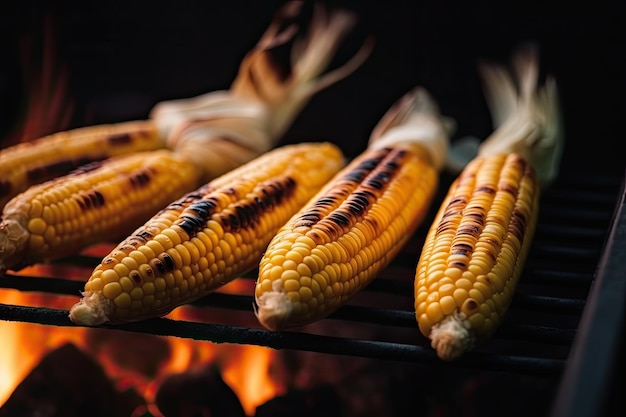 Corn grilled on fire Generative AI