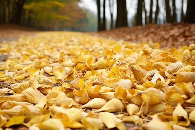 Corn husks scattered on the ground after harvest