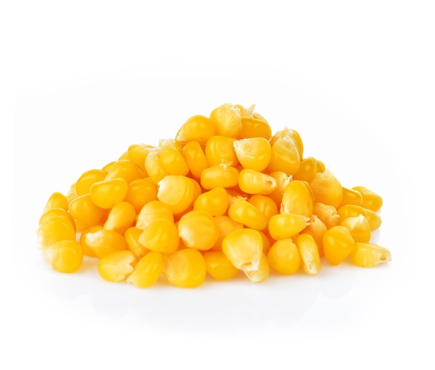 Corn kernels isolated on white.