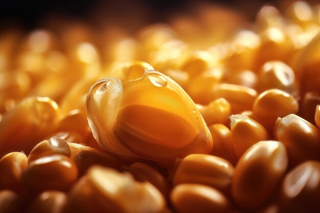 Corn kernels in macro AI generated