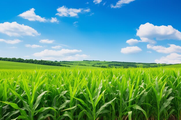 Corn plantation in a sunny day