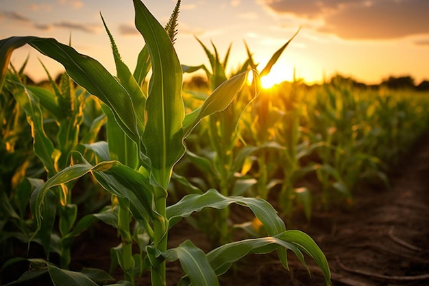 Corn plants in farm field delicious Corn food photography