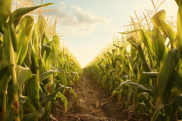 Corn plants in farm field delicious Corn food photography