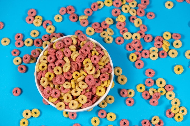 Corn rings of quick breakfast powder on a plate