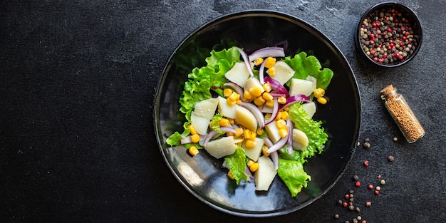 Corn salad potato with vegetable lettuce keto or paleo diet