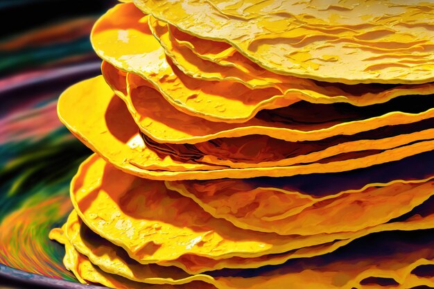 Photo corn tortillas close up on a mexican tortillero vibrant mexican cuisine