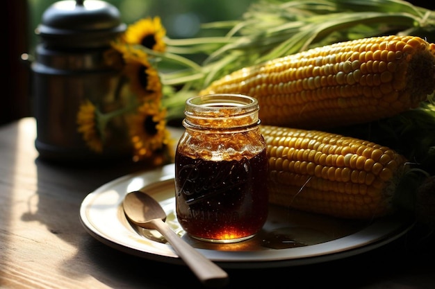 Photo corn with a smoky bourbon glaze delicious street corn food