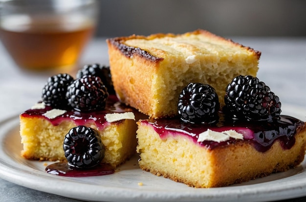 Cornbread with roasted blackberry and brie