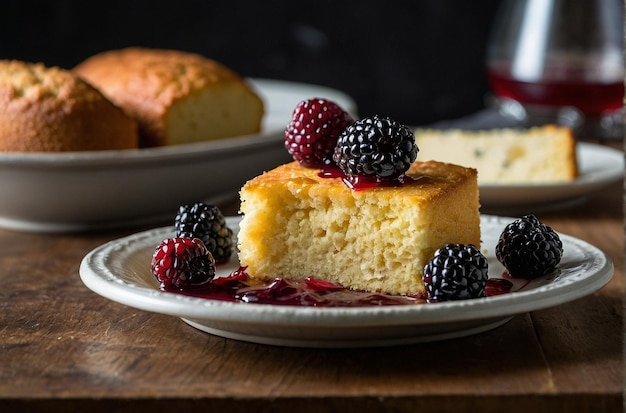 Cornbread with roasted blackberry and brie