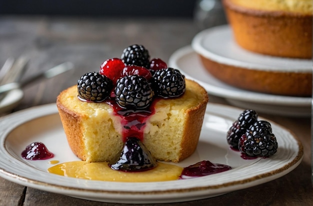 Cornbread with roasted blackberry and brie