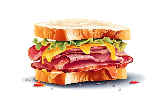 Corned beef sandwich illustration Food illustration Generative AI