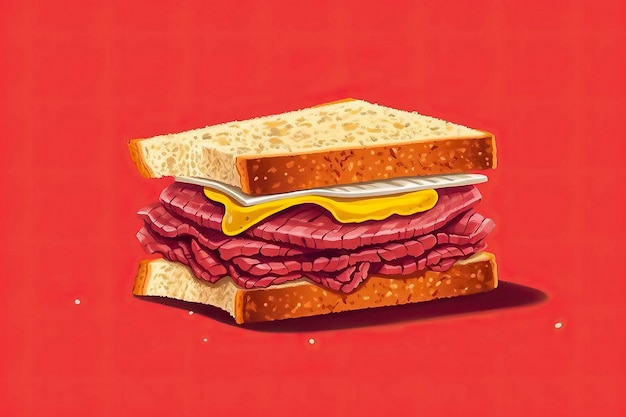 Corned beef sandwich illustration Food illustration Generative AI