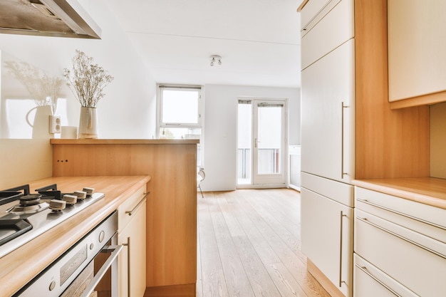 Corner kitchen furniture in modern apartment