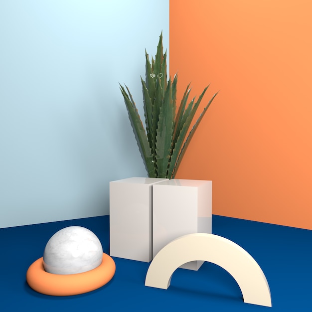 Corner product showcase with geometric shapes